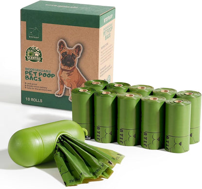 Biodegradable Dog Poop Bags – 150 Leak-Proof Waste Bags with Dispenser | 10 Rolls | Scented