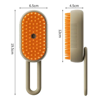 3-in-1 Electric Cat and Dog Steam Brush with Anti-Splashing Feature, Steam Spray, and Massage for Effective Pet Grooming and Hair Removal