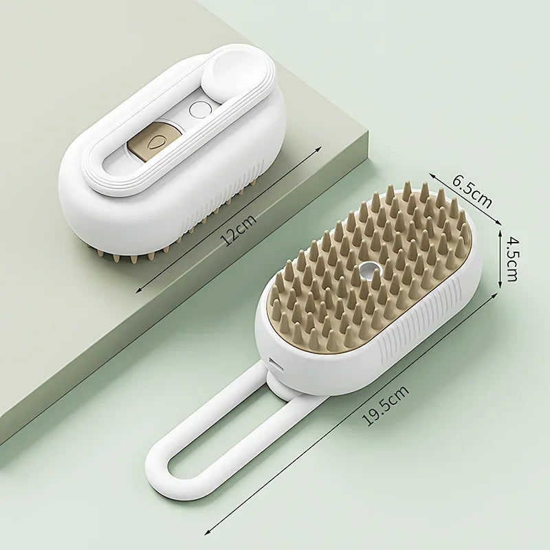 3-in-1 Electric Cat and Dog Steam Brush with Anti-Splashing Feature, Steam Spray, and Massage for Effective Pet Grooming and Hair Removal