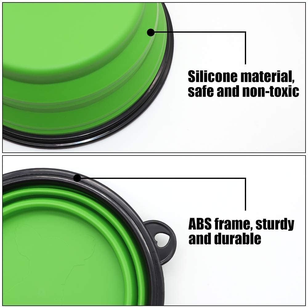 Large Collapsible Dog Bowls - 2 Pack Portable Feeding and Watering Dishes for Pets, Ideal for Travel and Outdoor Activities (Large, Blue and Green)