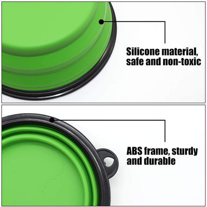 Large Collapsible Dog Bowls - 2 Pack Portable Feeding and Watering Dishes for Pets, Ideal for Travel and Outdoor Activities (Large, Blue and Green)