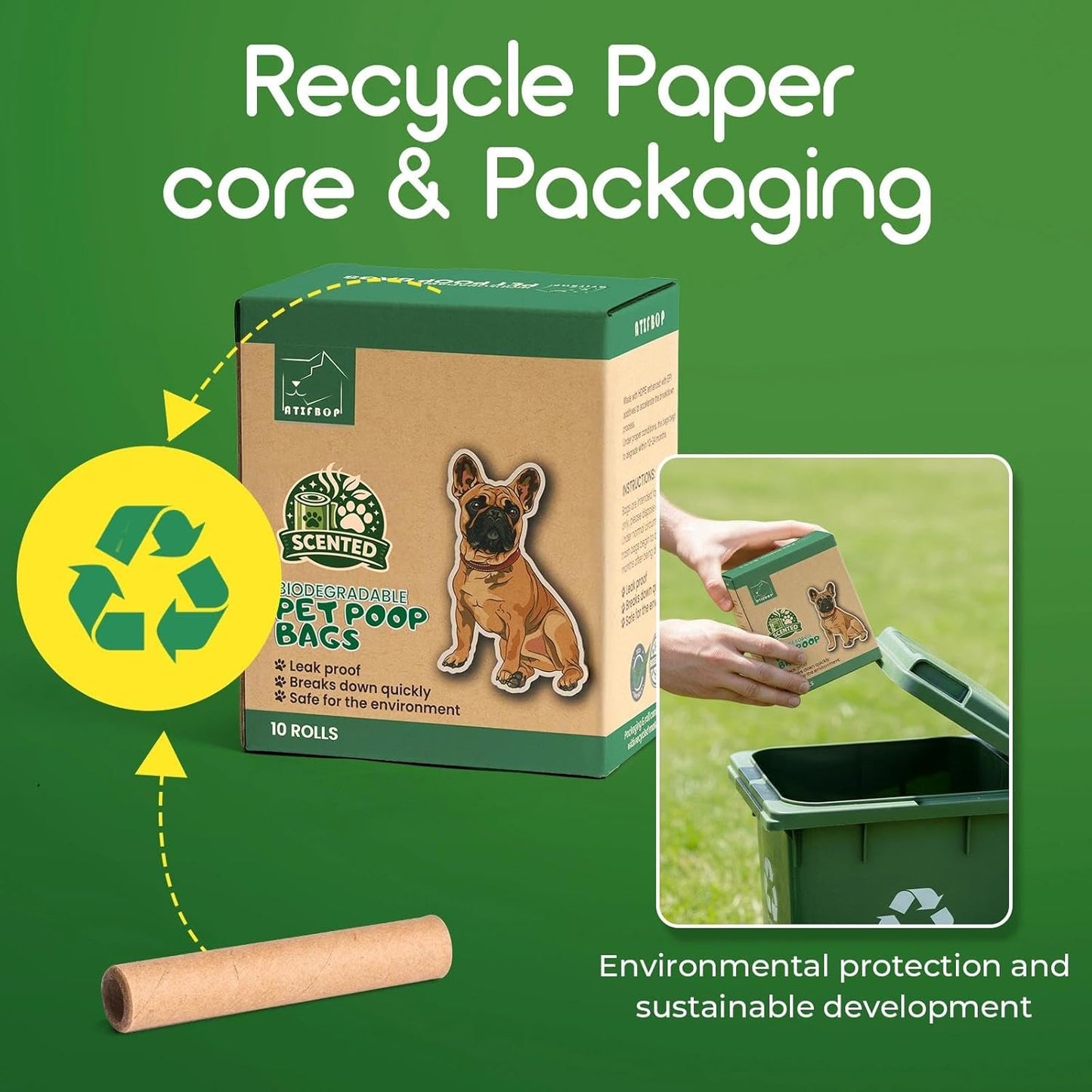 Biodegradable Dog Poop Bags – 150 Leak-Proof Waste Bags with Dispenser | 10 Rolls | Scented
