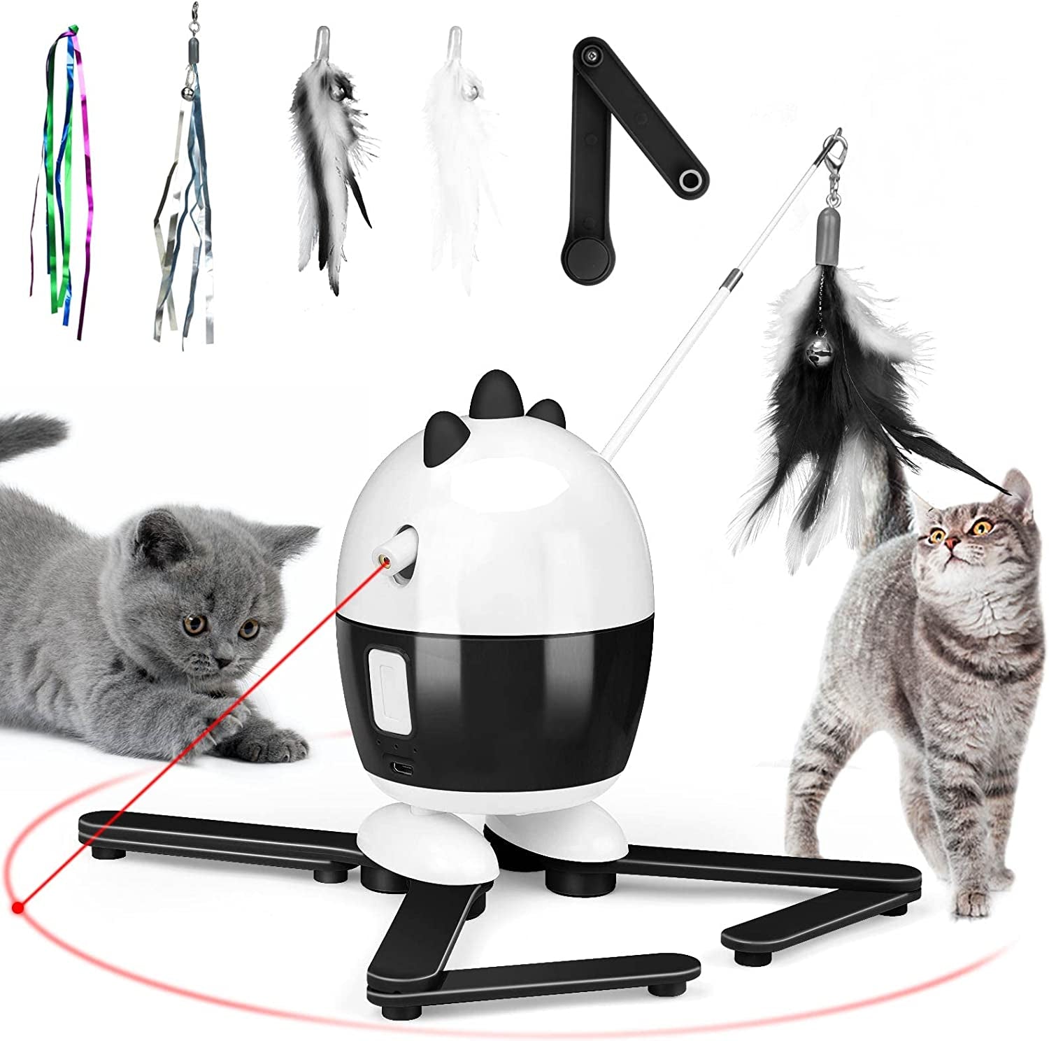 Interactive Cat Toy: 2-in-1 Rechargeable Light and Feather Exercise Toy for Indoor Kittens