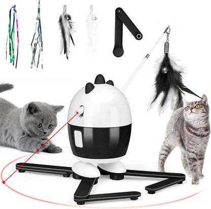 Interactive Cat Toy: 2-in-1 Rechargeable Light and Feather Exercise Toy for Indoor Kittens