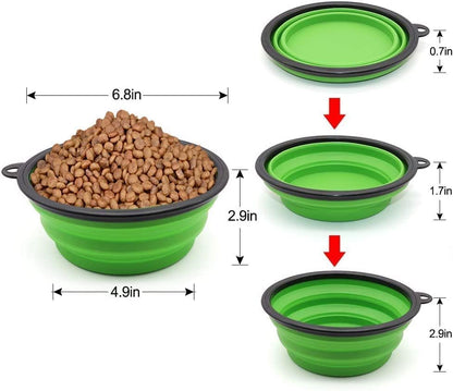 Large Collapsible Dog Bowls - 2 Pack Portable Feeding and Watering Dishes for Pets, Ideal for Travel and Outdoor Activities (Large, Blue and Green)