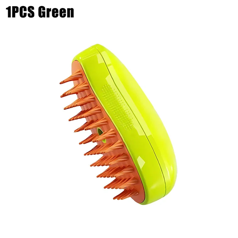 3-in-1 Electric Cat and Dog Steam Brush with Anti-Splashing Feature, Steam Spray, and Massage for Effective Pet Grooming and Hair Removal
