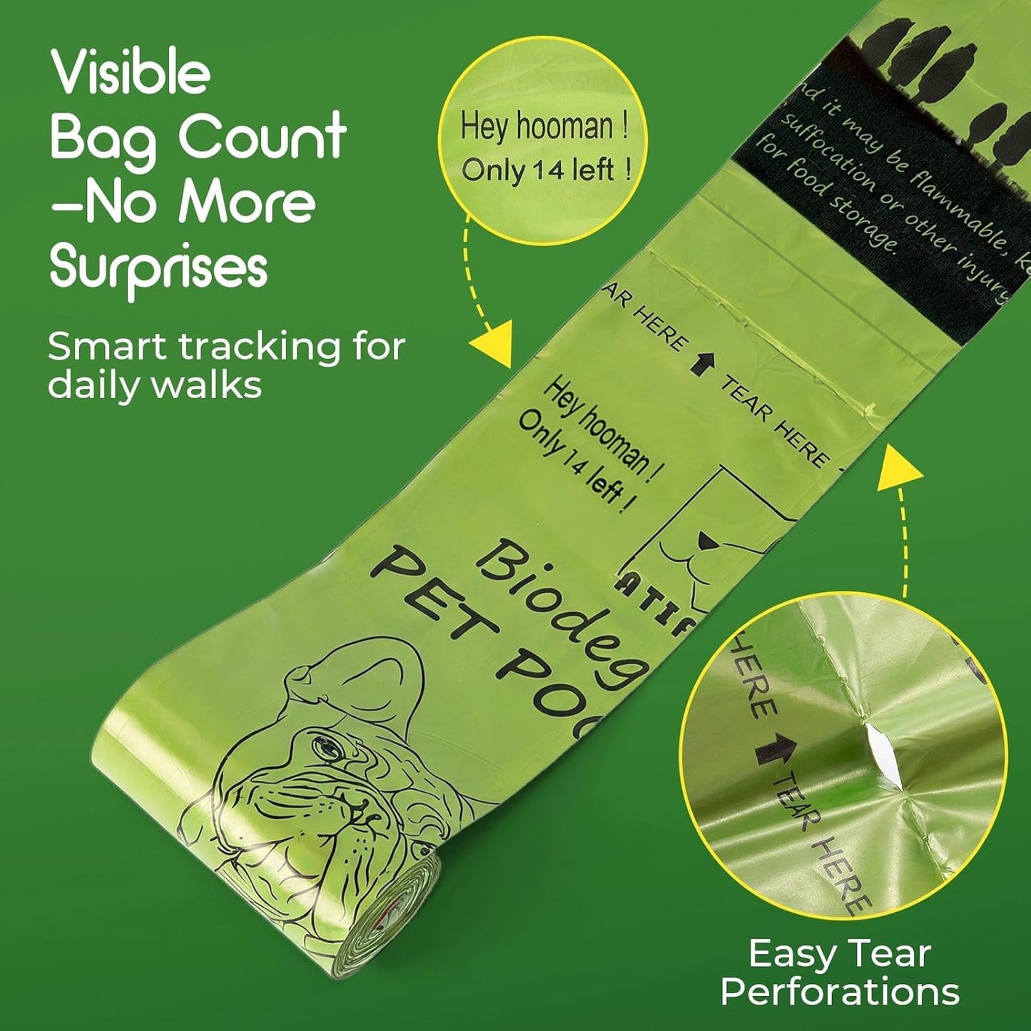 Biodegradable Dog Poop Bags – 150 Leak-Proof Waste Bags with Dispenser | 10 Rolls | Scented