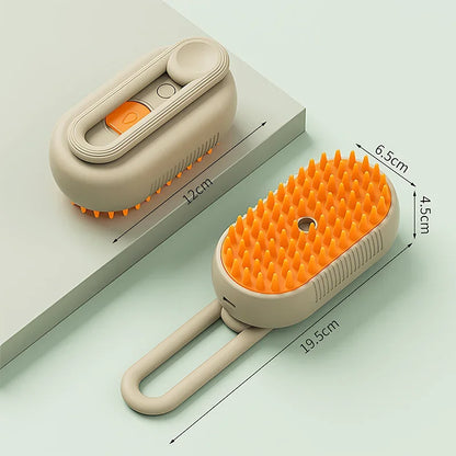 3-in-1 Electric Cat and Dog Steam Brush with Anti-Splashing Feature, Steam Spray, and Massage for Effective Pet Grooming and Hair Removal
