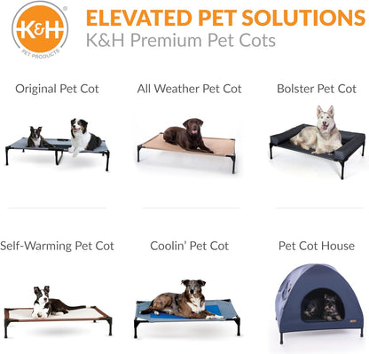 K&H Outdoor Elevated Dog Bed - Cooling Raised Bed for Medium & Large Pets, Breathable Mesh Hammock Design, Washable Cover, Portable Metal Frame, Chocolate, Large 42"x30